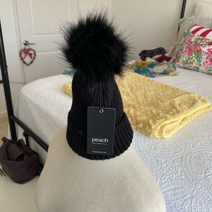 New PEACH faux fur Pom hat!